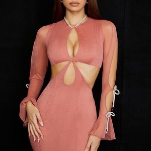 HOUSE OF CB MIRANDA ROSE CRYSTAL TRIM CUTOUT MINI DRESS